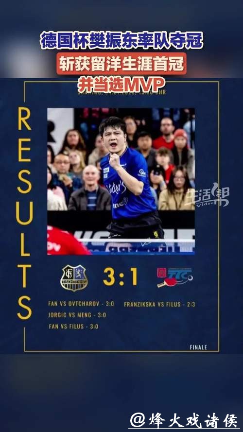 樊振东率队登顶德国杯 当选赛事MVP